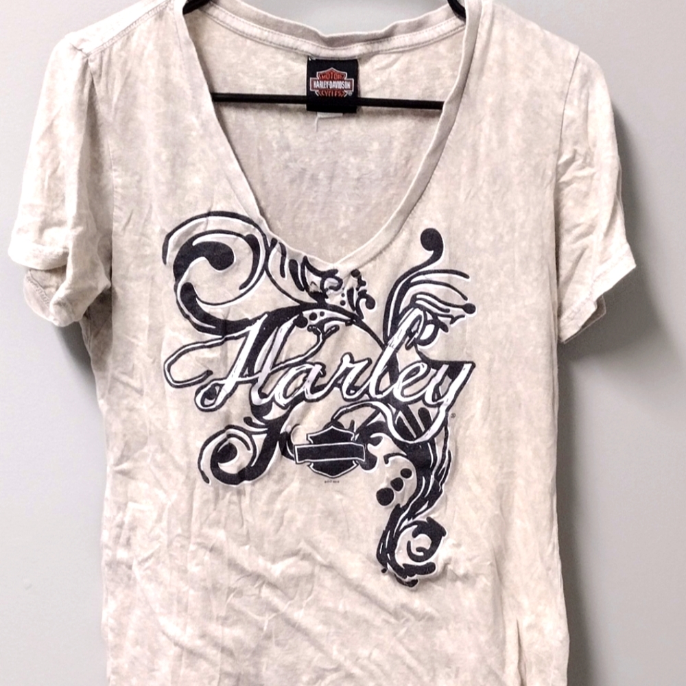 Harley Davidson Women's XL Beige T-Shirt,